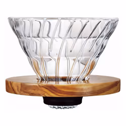 HARIO V60 Dripper Glass Olive Wood 02 Size (1-4 Cups) + Measuring Scoop, 126 x 124 x 107 cm