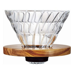 HARIO V60 Dripper Glass Olive Wood 02 Size (1-4 Cups) + Measuring Scoop, 126 x 124 x 107 cm
