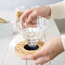 HARIO V60 Dripper Glass Olive Wood 02 Size (1-4 Cups) + Measuring Scoop, 126 x 124 x 107 cm