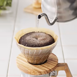 HARIO V60 Dripper Glass Olive Wood 02 Size (1-4 Cups) + Measuring Scoop, 126 x 124 x 107 cm