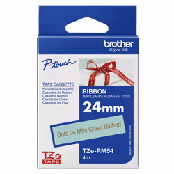 Brother TZE-RM54 label-making tape Gold on mint colour