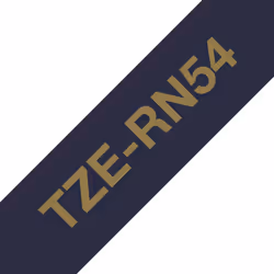 Brother TZE-RN54, Gold on navy, TZe, Black, Thermal transfer, China, Brother