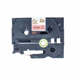 Brother TZE-RE54 label-making tape Gold on Pink
