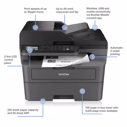 Brother MFC-L2800DW wireless all-in-one mono laser printer - Additional view 7