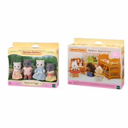 Sylvanian Families 5455 Persian Cat Family Dolls, Multicolor & 5338 Children's Bedroom Set, Multicolor