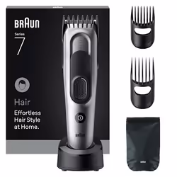 Braun HC7590, Black, Silver, 3 mm, 3.5 cm, 50 min, Built-in battery, 1 h