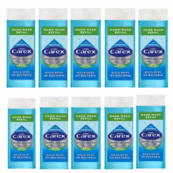 10 x Carex Hand Soap Refill Antibacterial Liquid Blue 250ml