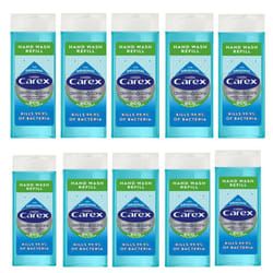 10 x  Carex Hand Soap Refill Antibacterial Liquid Blue 250ml