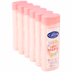 Fun Editions Love Hearts Shower Gel, Cleans, Cares and Protects, Bulk Buy, Pack of 6 x 500 ml