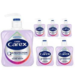 6 x 500ml Cussons Carex 2 Hour Protection Antibacterial Sensitive Pump Hand Wash