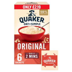 Quaker Oat So Simple Original Porridge Sachets 6 x 27g ( pack of 8)