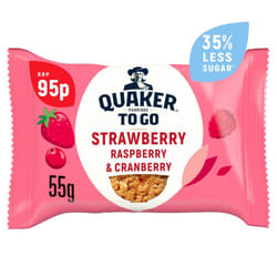 Quaker Porridge To Go Mixed Berries Breakfast Bar 55g ( pack of 12 )