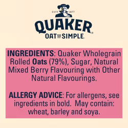 Oat So Simple Strawberry and Raspberry Porridge, 10 x sachets