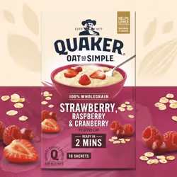 Oat So Simple Strawberry and Raspberry Porridge, 10 x sachets