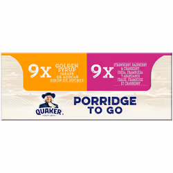 Quaker Porridge To Go Breakfast Bar Golden Syrup & Strawberry Raspberry & Cranberry Variety 18 x 55 g