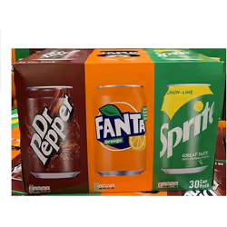 Coca Cola Dr. Pepper, Fanta, Sprite Cans, 330 ml Variety Pack of 30