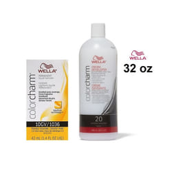 32oz) Wella Color Charm Haircolor 10GV Honey Blonde - 10GV + Developer (Vol. 20