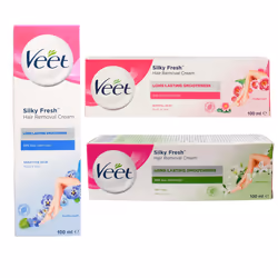 3 x 100ml Veet Silky Fresh Hair Removal Cream Sensitive, Normal & Dry Skin - 3 x MIX As Per Listing