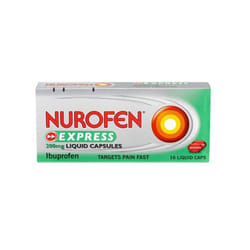 NUROFEN EXPRESS IBUPROFEN 200MG 16 LIQUID CAPSULES