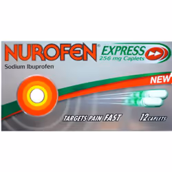 Nurofen Express 256 MG 12 Caplets Sodium Ibuprofen