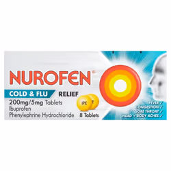Nurofen Cold & Flu Relief 200mg/5mg Tablets 8 Tablets 25g (Pack of 6)