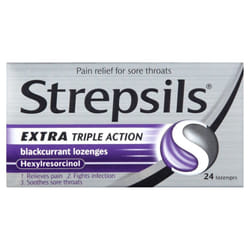 Strepsils Extra Triple Action Blackcurrant Lozenges