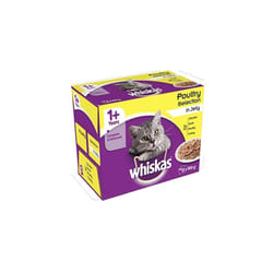 Whiskas 1+ Cat Pouch Poultry In Jelly 12Pk (4 x 12X100)