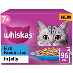 96 x 85g Whiskas 7+ Fish Favourites Mixed Senior Wet Cat Food Pouches