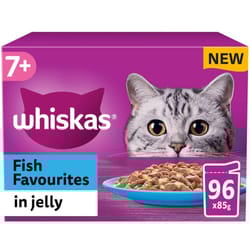 96 x 85g Whiskas 7+ Fish Favourites Mixed Senior Wet Cat Food Pouches