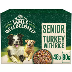 48 x 90g James Wellbeloved Senior Wet Dog Food Turkey in Gravy Pouch Multipack