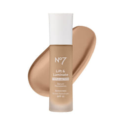 No7 Lift & Luminate Triple Action Serum Foundation - Honey - Liquid Foundation Makeup with SPF 15 for Dewy  Glowy Base - Radiant Serum Foundation for