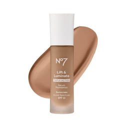 No7 Lift & Luminate Triple Action Serum Foundation - Tawny - Liquid Foundation Makeup with SPF 15 for Dewy  Glowy Base - Radiant Serum Foundation for