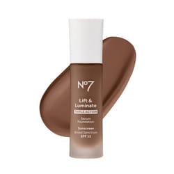 No7 Lift & Luminate Triple Action Serum Foundation - Walnut - Liquid Foundation Makeup with SPF 15 for Dewy  Glowy Base - Radiant Serum Foundation for