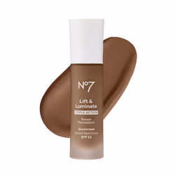 No7 Lift & Luminate Triple Action Serum Foundation - Umber - Liquid Foundation Makeup with SPF 15 for Dewy Glowy Base - Radi ...