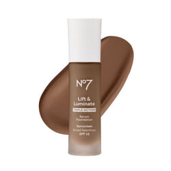 No7 Lift & Luminate Triple Action Serum Foundation - Umber - Liquid Foundation Makeup with SPF 15 for Dewy  Glowy Base - Radiant Serum Foundation for