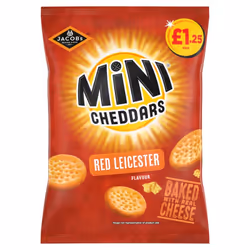 Jacob's Mini Cheddars Red Leicester Baked Snacks 90g  (Pack of 12)