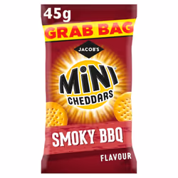 Jacob's Grab Bag Mini Cheddars Smoky BBQ Flavour 45g (Pack of 30)