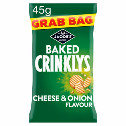 Jacob's Crinklys Cheese & Onion Flavour 45g (Pack of 30)