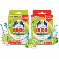 Duck Toilet Fresh Disc, Toilet Cleaner Kit Including Holder and 3 Refills, Lime