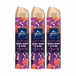 3 x Glade Aerosol Air Freshener 300ml - Merry Berry & Wine