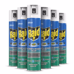 Fly, Wasp & Mosquito Killer with Eucalyptus Aroma Oil, Fly Killer Spray For Indoor Use, Pack of 6 (6 x 300ml)