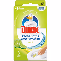 Duck Toilet Fresh Strips, Toilet Bowl Cleaner & Descaler, Lime, 3 Strips