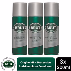 Brut Original Men's Antiperspirant Deodorant w/ Distinctive Fragrance 200ml, 3pk