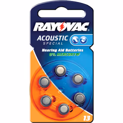 Rayovac Hearing aid 13, 6-pack, Single-use battery, Zinc-Air, 1.4 V, 6 pc(s), 290 mAh, Silver