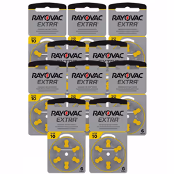 Extra Advanced Zinc Air Hearing Aid Battery, Pack of 10, with 60 Batteries, Suitable for Hearing Aids, Hearing Aids,