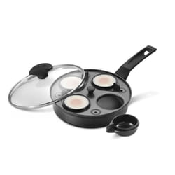 Prestige Egg Poacher in Aluminium Non Stick Frying Pan with Glass Lid - 20 cm