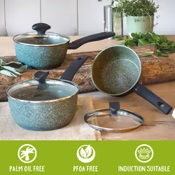 Prestige Eco 5 Piece Cookware Set Green Recycled Aluminium Non Stick Induction