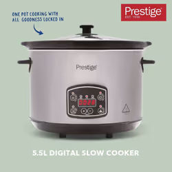 Prestige Digital Slow Cooker Stainless Steel Small Kitchen Appliance - 5.5 L