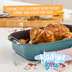 Prestige Nadiya Roaster in Teal Cast Aluminium Non Stick Induction Base Cookware
