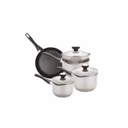 Prestige Pan Set in Stainless Steel with Glass Lids Kitchen Cookware - Pack of 4